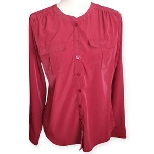 NEW YORK AND COMPANY MAROON BLOUSE SZ.S EUC.